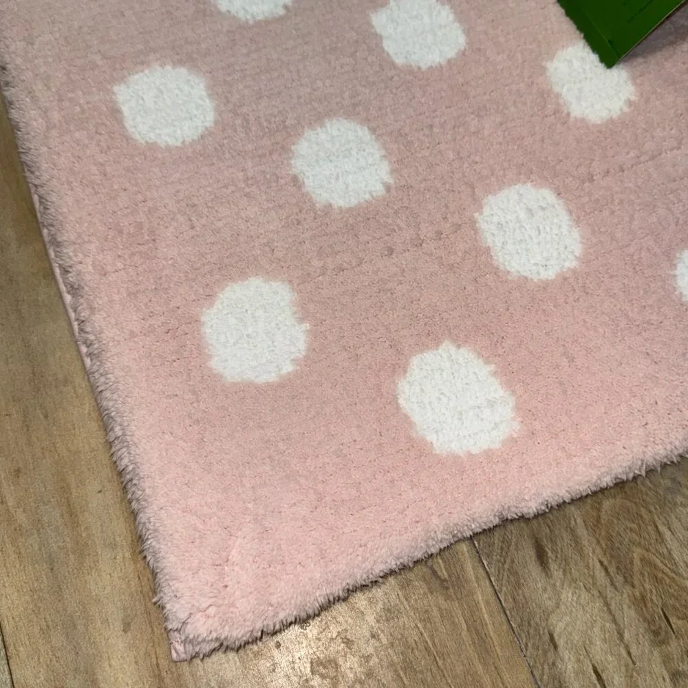 20 x 32 Kate Spade Ballet Pink White Polka Dots Bath Rug Mat Fuzzy Non Slip